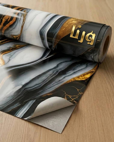 برچسب کابینت طرح سنگ چند رنگ مشکی طلایی کد HG28